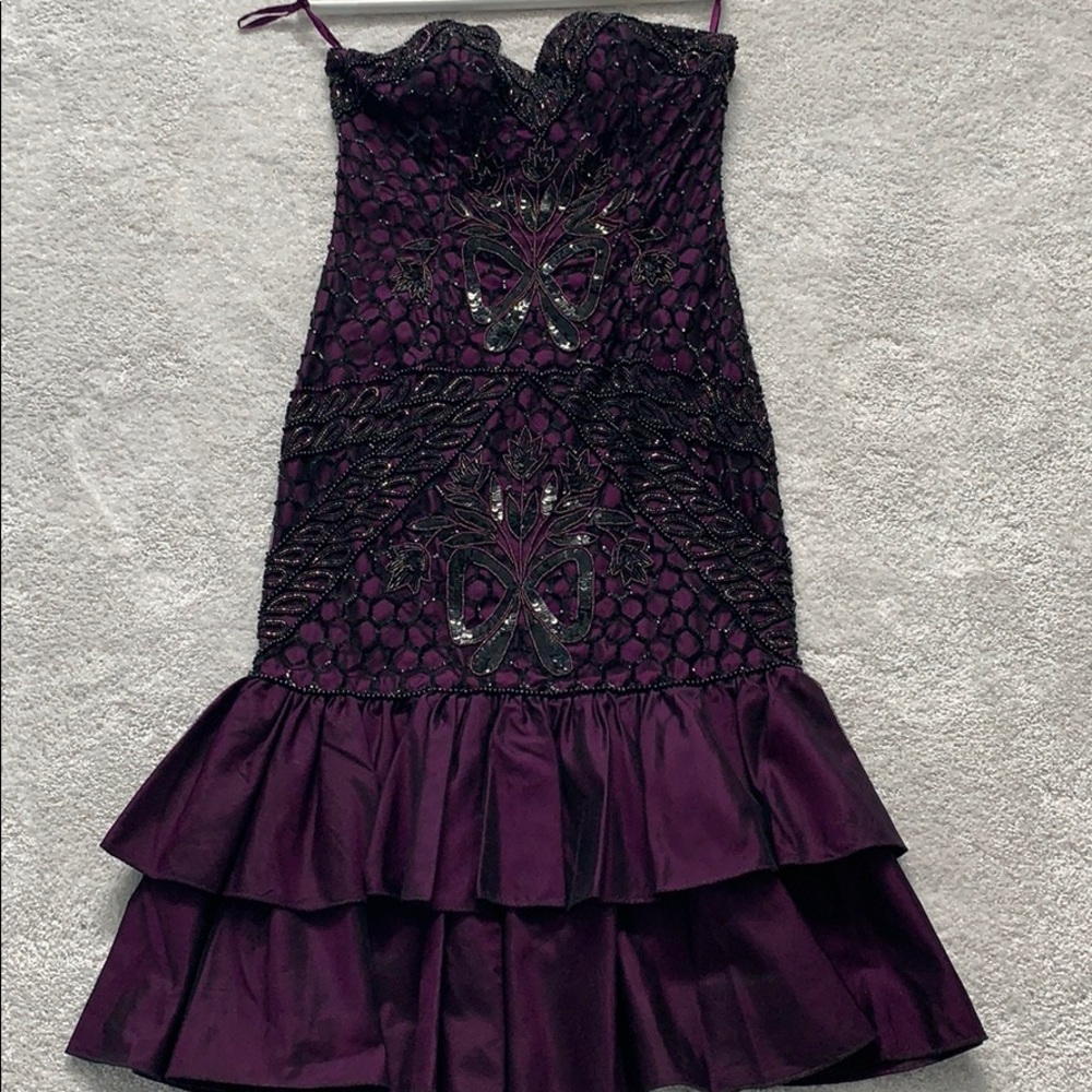 Formal beaded/sequin silk strapless dress